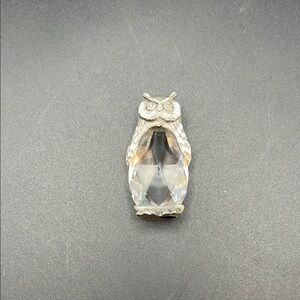 Sony Silver and White Owl Brooch